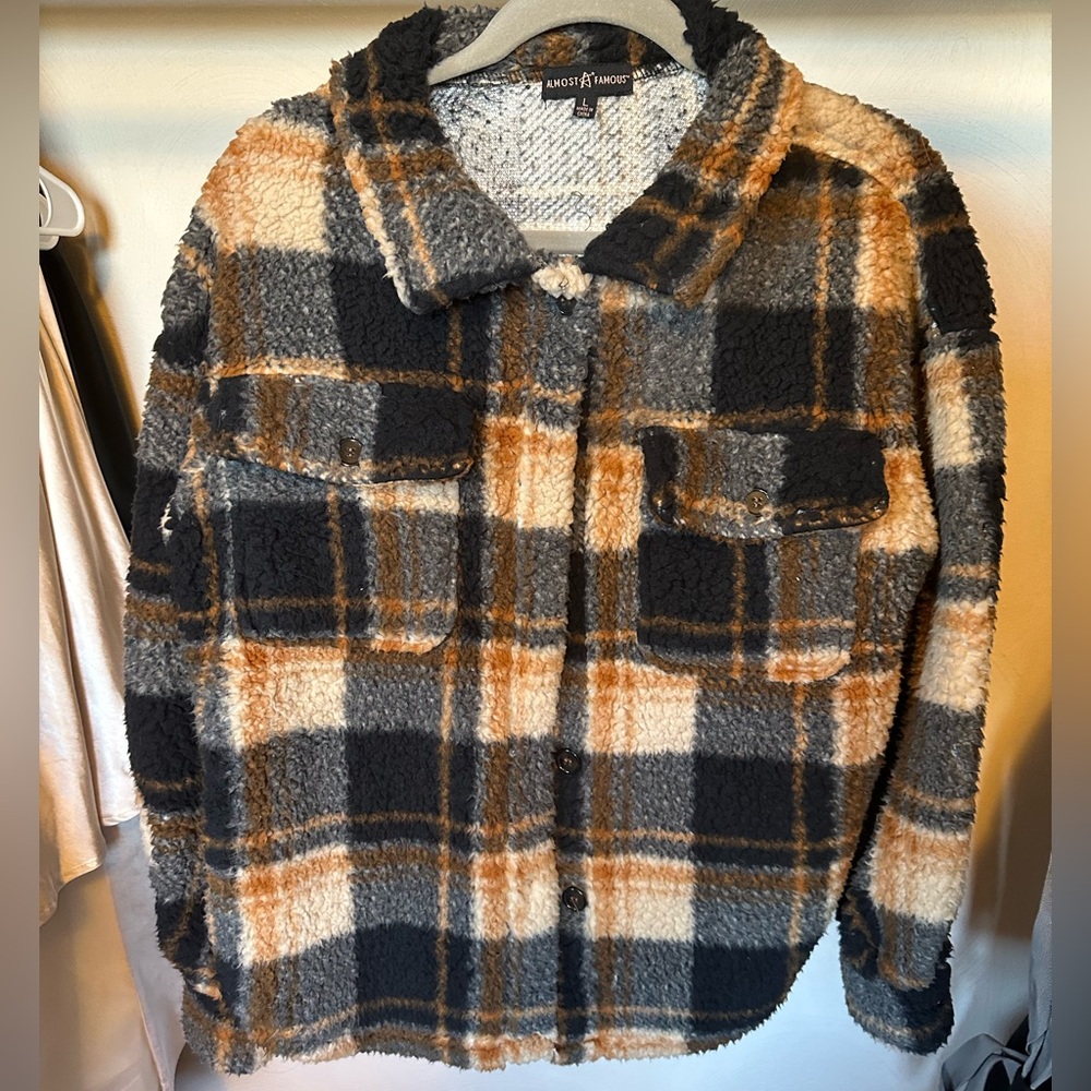 Almost Famous Button Down Sherpa Jacket